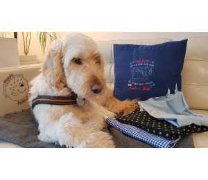 Stickdatei - Spruch Hunde und Stoffe